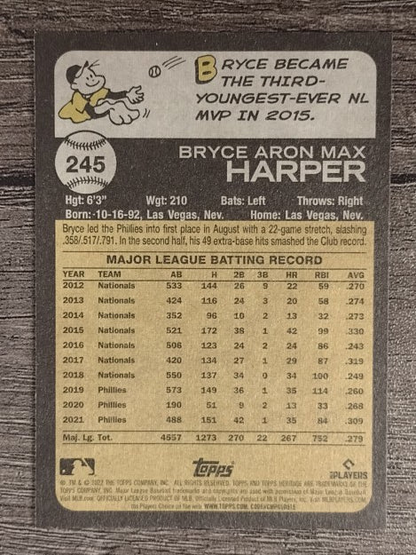 2022 Topps Heritage #245 Bryce Harper