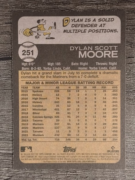 2022 Topps Heritage #251 Dylan Moore