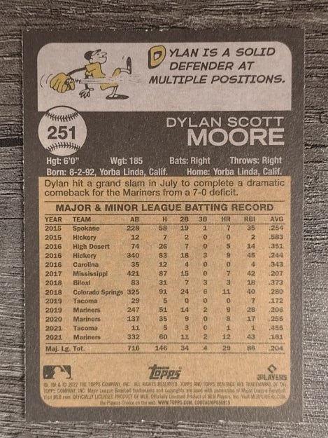 2022 Topps Heritage #251 Dylan Moore