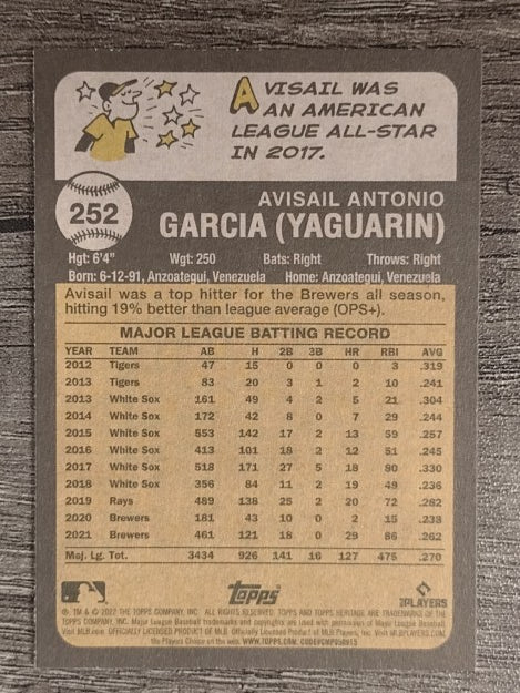 2022 Topps Heritage #252 Avisail Garcia