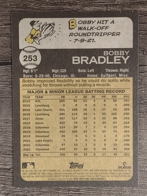2022 Topps Heritage #253 Bobby Bradley
