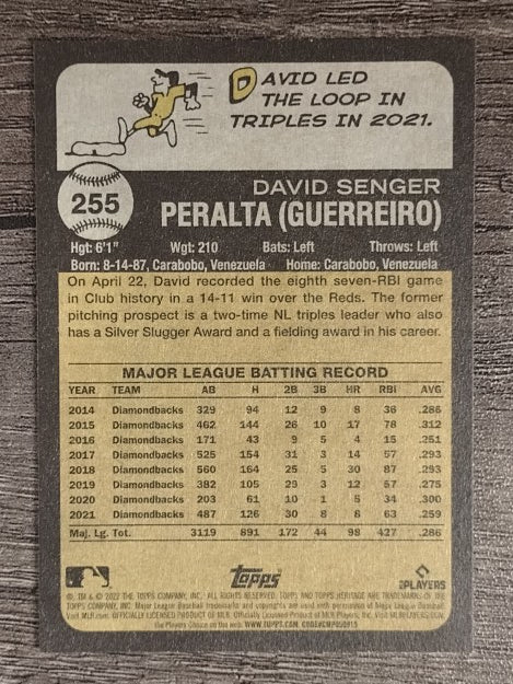 2022 Topps Heritage #255 David Peralta