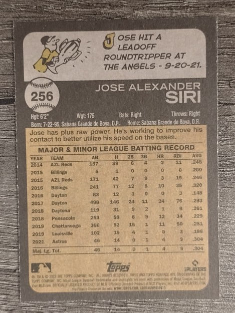 2022 Topps Heritage #256 Jose Siri RC