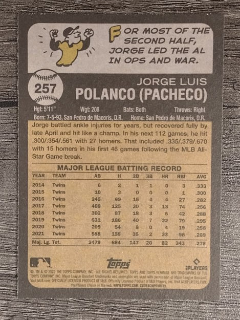 2022 Topps Heritage #257 Jorge Polanco