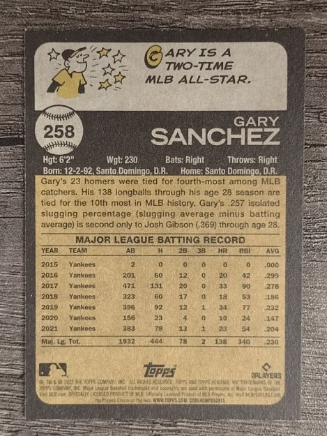2022 Topps Heritage #258 Gary Sanchez