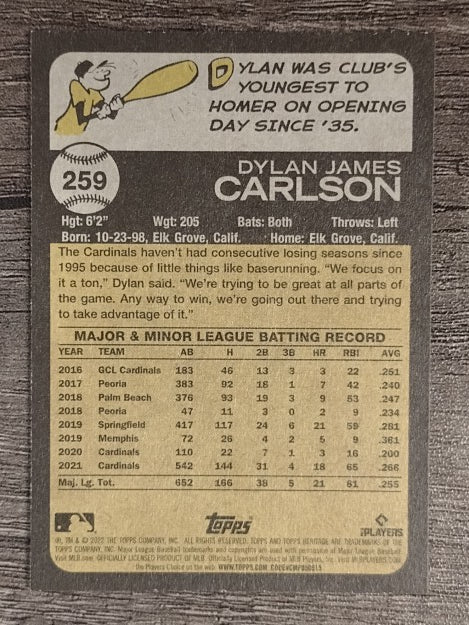 2022 Topps Heritage #259 Dylan Carlson
