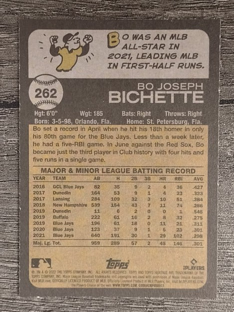2022 Topps Heritage #262 Bo Bichette