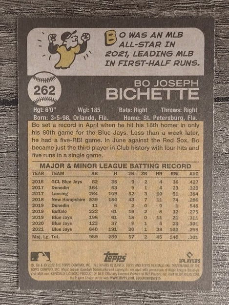 2022 Topps Heritage #262 Bo Bichette