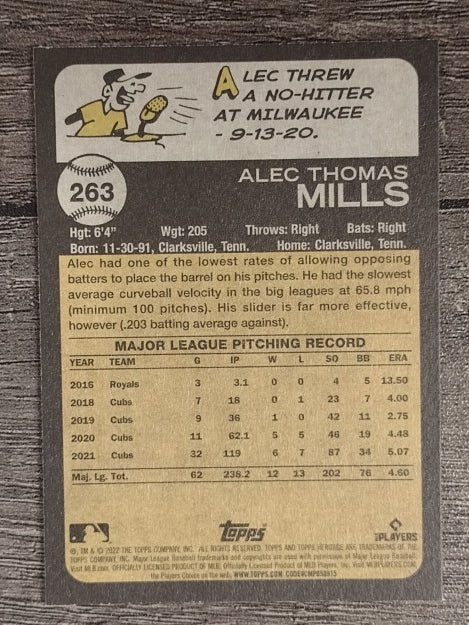 2022 Topps Heritage #263 Alec Mills