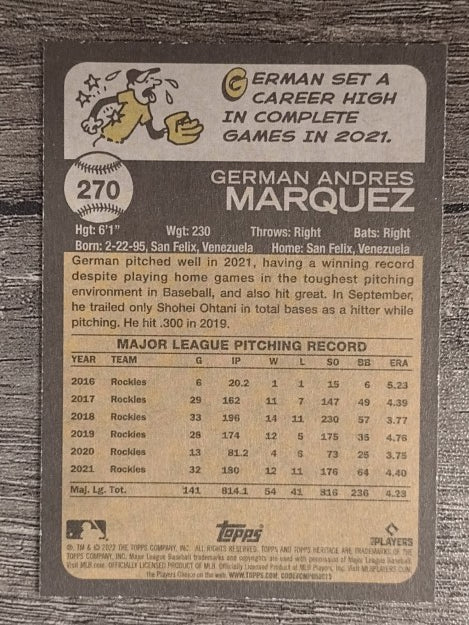 2022 Topps Heritage #270 German Marquez