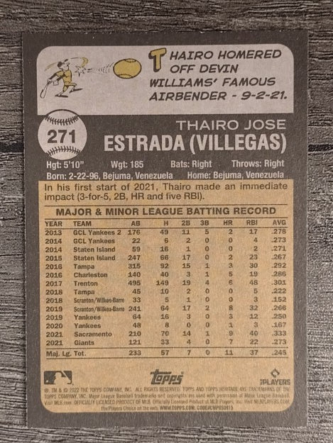 2022 Topps Heritage #271 Thairo Estrada