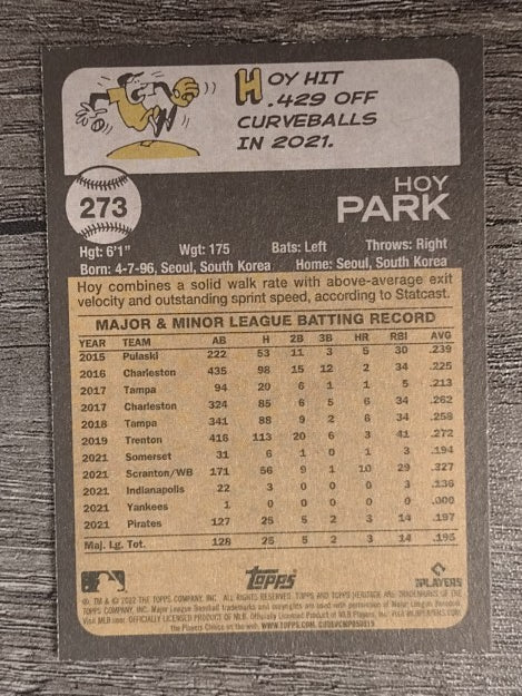 2022 Topps Heritage #273 Hoy Park RC