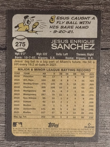2022 Topps Heritage #275 Jesus Sanchez