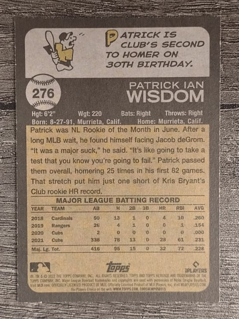 2022 Topps Heritage #276 Patrick Wisdom