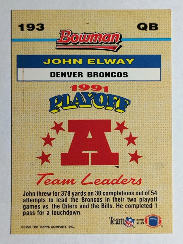 1992 Bowman #193 John Elway FOIL