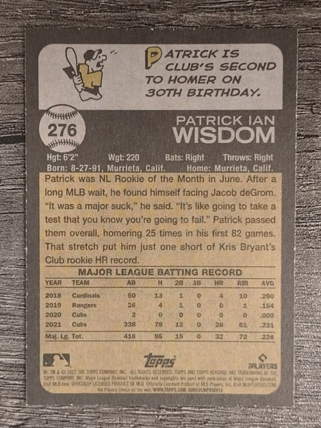 2022 Topps Heritage #276 Patrick Wisdom