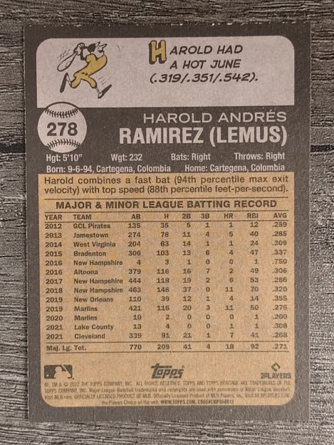 2022 Topps Heritage #278 Harold Ramirez