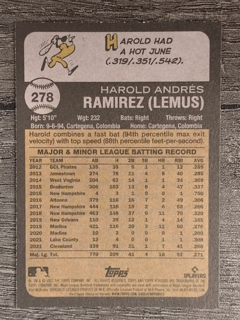 2022 Topps Heritage #278 Harold Ramirez