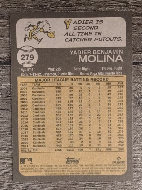2022 Topps Heritage #279 Yadier Molina