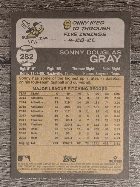 2022 Topps Heritage #282 Sonny Gray