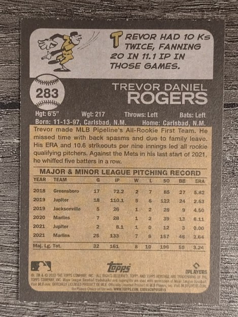 2022 Topps Heritage #283 Trevor Rogers