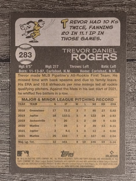 2022 Topps Heritage #283 Trevor Rogers