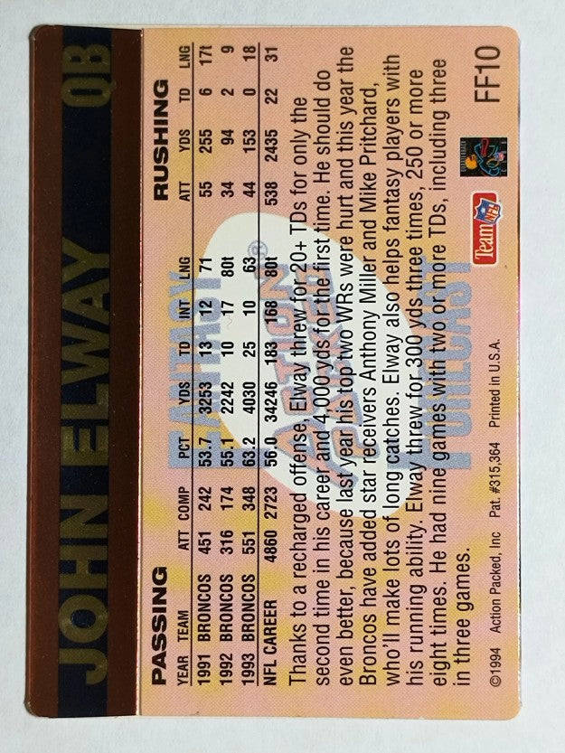 1994 Action Packed Fantasy Forecast #FF10 John Elway