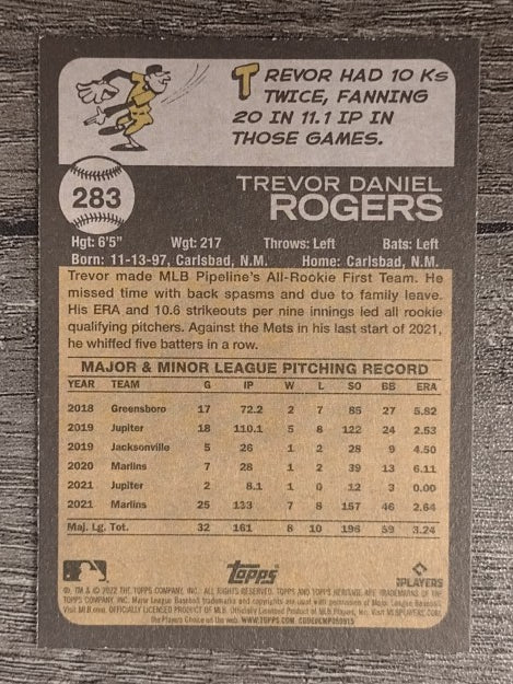 2022 Topps Heritage #283 Trevor Rogers