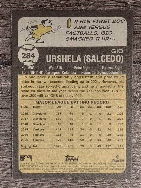 2022 Topps Heritage #284 Gio Urshela