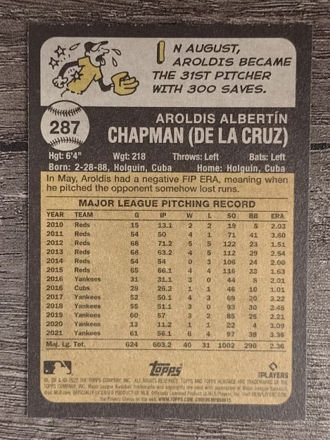 2022 Topps Heritage #287 Aroldis Chapman