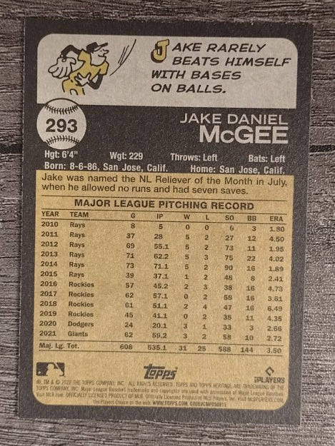2022 Topps Heritage #293 Jake McGee