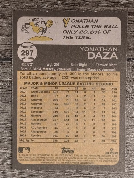 2022 Topps Heritage #297 Yonathan Daza