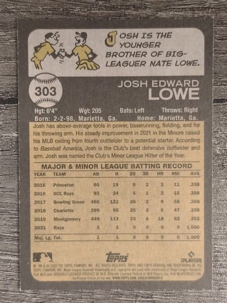 2022 Topps Heritage #303 Josh Lowe RC