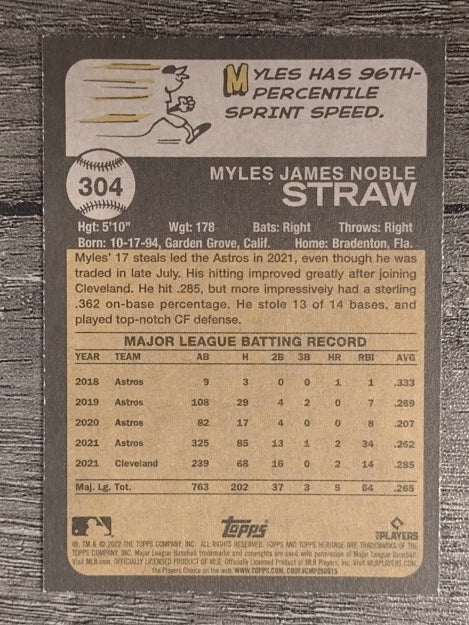 2022 Topps Heritage #304 Myles Straw