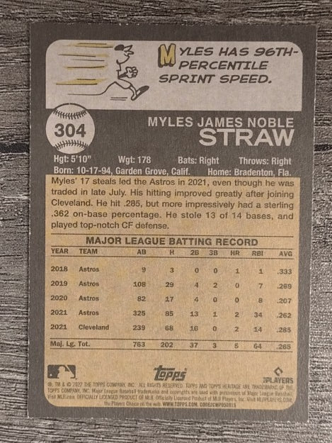2022 Topps Heritage #304 Myles Straw