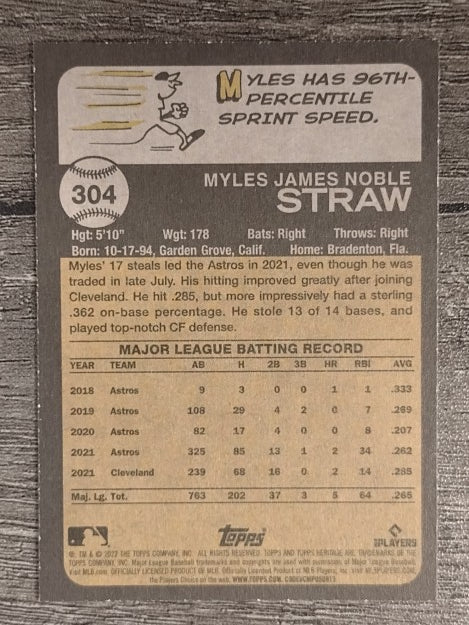2022 Topps Heritage #304 Myles Straw