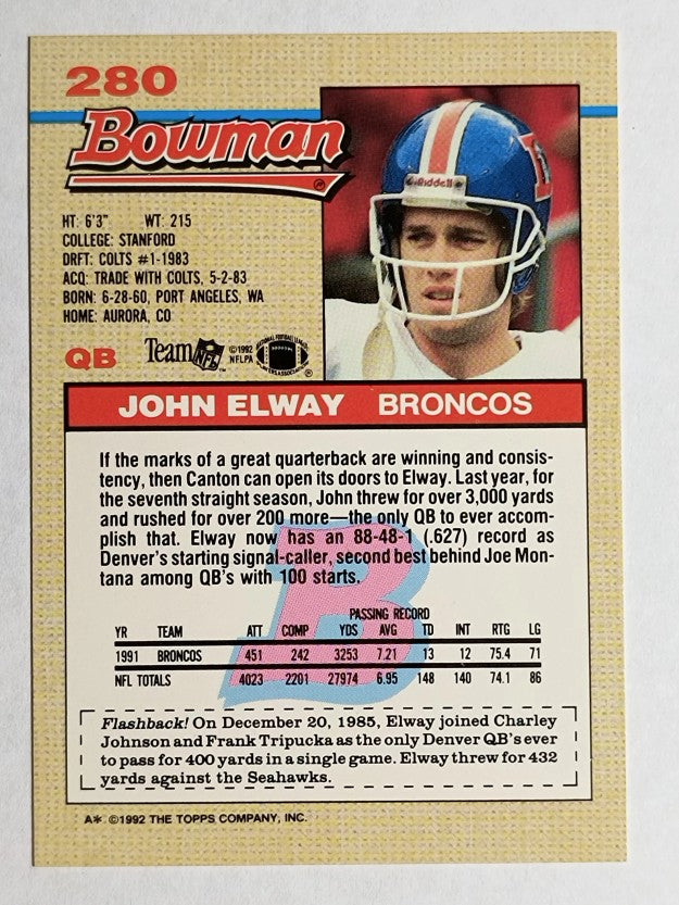 1992 Bowman #280 John Elway