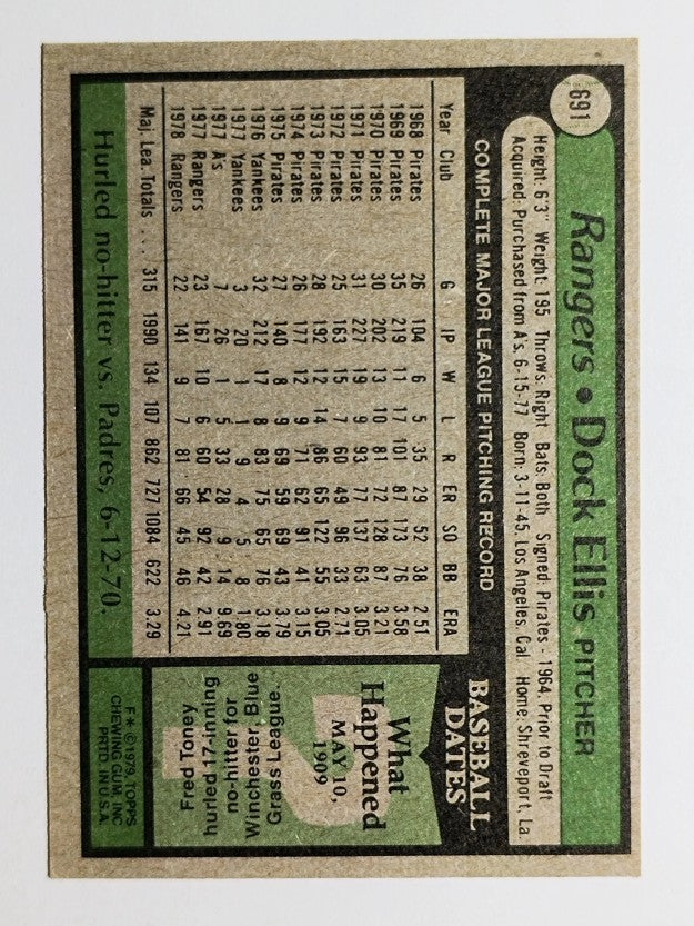 1979 Topps #691 Dock Ellis DP (EXMT)