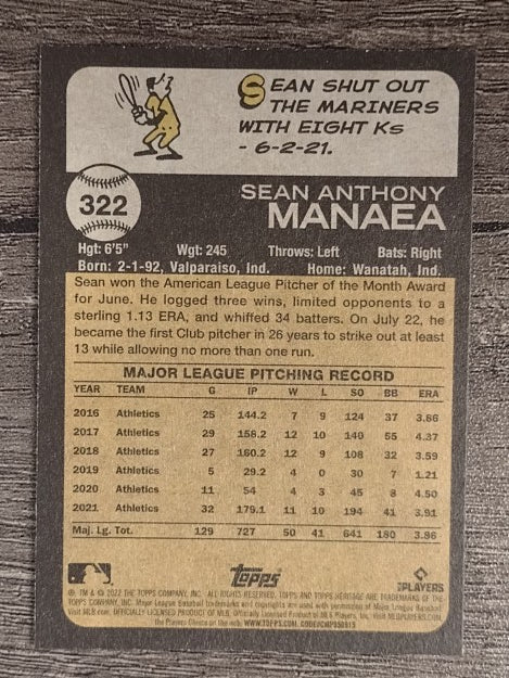 2022 Topps Heritage #322 Sean Manaea