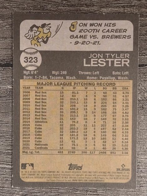 2022 Topps Heritage #323 Jon Lester