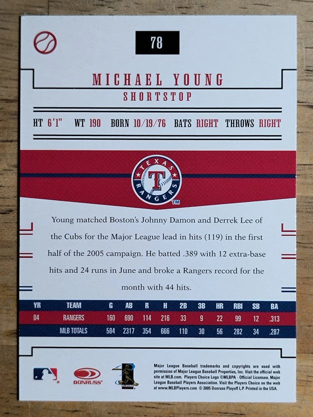 2005 Prime Patches #78 Michael Young