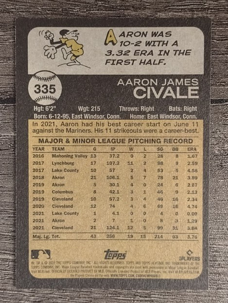 2022 Topps Heritage #335 Aaron Civale