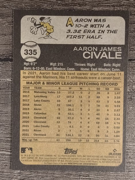 2022 Topps Heritage #335 Aaron Civale