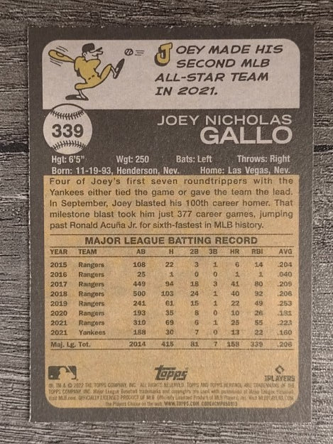 2022 Topps Heritage #339 Joey Gallo