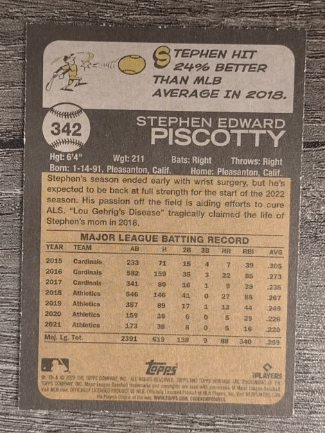2022 Topps Heritage #342 Stephen Piscotty