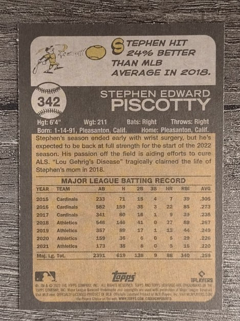 2022 Topps Heritage #342 Stephen Piscotty