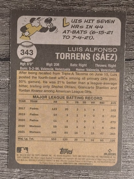 2022 Topps Heritage #343 Luis Torrens