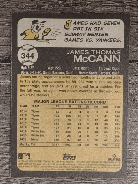 2022 Topps Heritage #344 James McCann