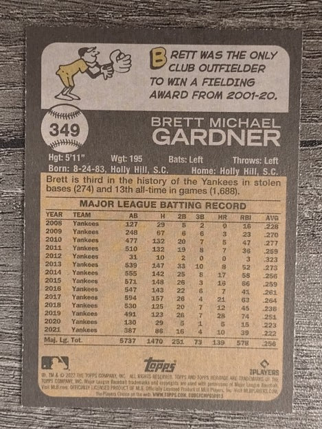 2022 Topps Heritage #349 Brett Gardner