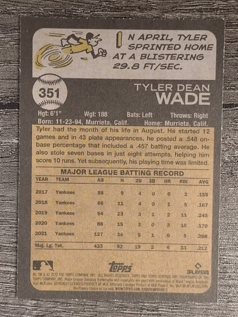 2022 Topps Heritage #351 Tyler Wade